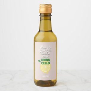 Customisable Modern Pink Italian Lemon Limoncello  Wine Label