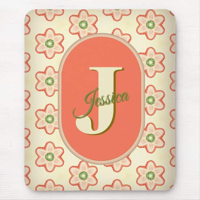 Customisable Modern Retro Monogram Mousepad (Front)