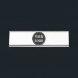 Customisable, modern, sleek & timeless desk name plate<br><div class="desc">This design is accessible to all. Feel free to customise the logo,  images,  tStylish Black QR Code Design | Elegant Brandext,  and colours according to your preferences. Thank you very much.</div>