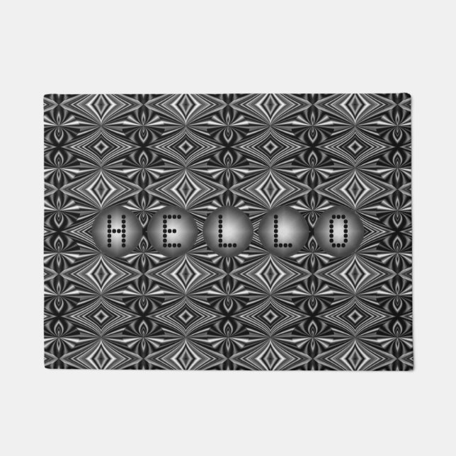 Customisable Modern Stylish B/W Silver Pattern Doormat (Front)