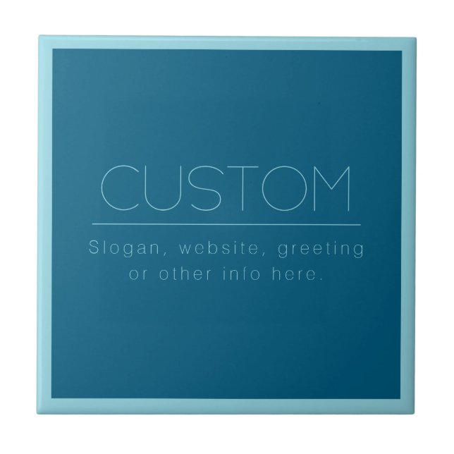Customisable Modern Text | Ocean & Robin Egg Blue Ceramic Tile (Front)
