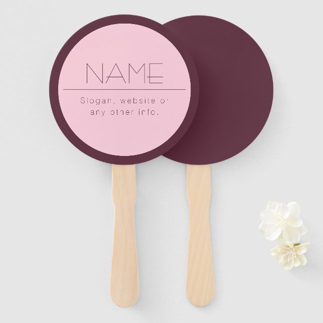 Customisable Modern Text w/Border Hand Fan (Front and Back)
