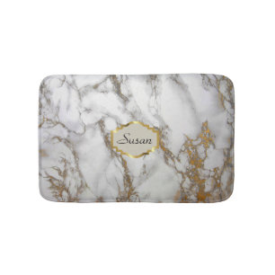 Customisable monogram Bath Mat, faux gold, grey Mat