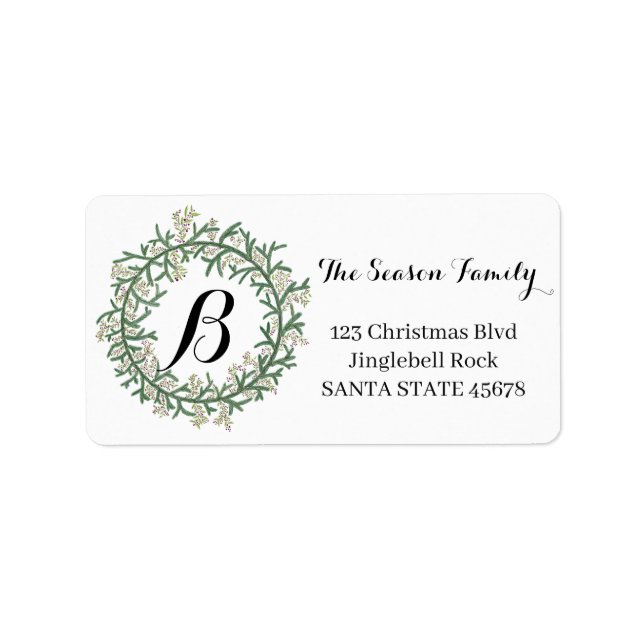 Customisable Monogram Christmas address  Label (Front)