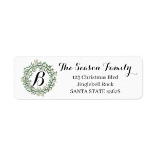 Customisable Monogram Christmas Return Address Label