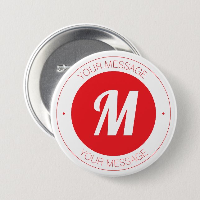 Customisable Monogram & Circular Text Template 7.5 Cm Round Badge (Front & Back)