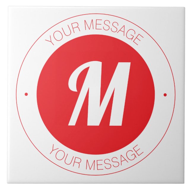 Customisable Monogram & Circular Text Template Ceramic Tile (Front)