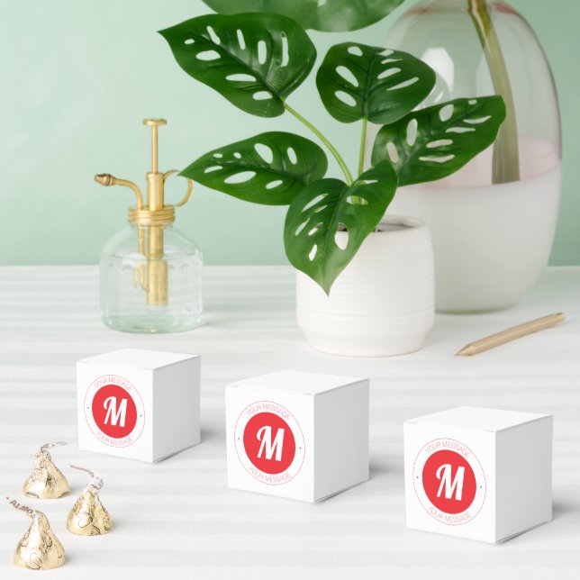 Customisable Monogram & Circular Text Template Favour Box (Multiple)