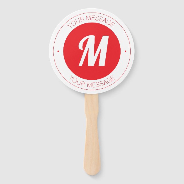Customisable Monogram & Circular Text Template Hand Fan (Front)