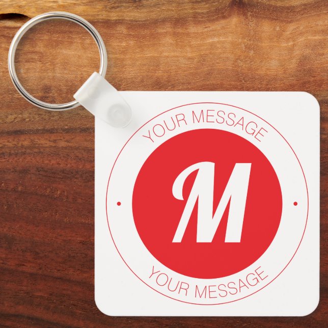 Customisable Monogram & Circular Text Template Key Ring (Front)