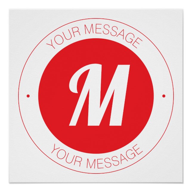 Customisable Monogram & Circular Text Template Poster (Front)