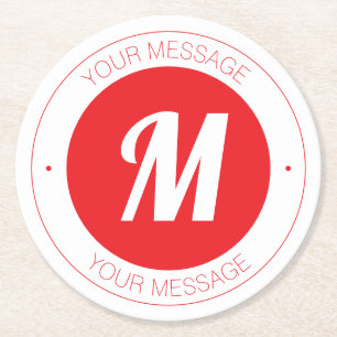 Customisable Monogram & Circular Text Template Round Paper Coaster