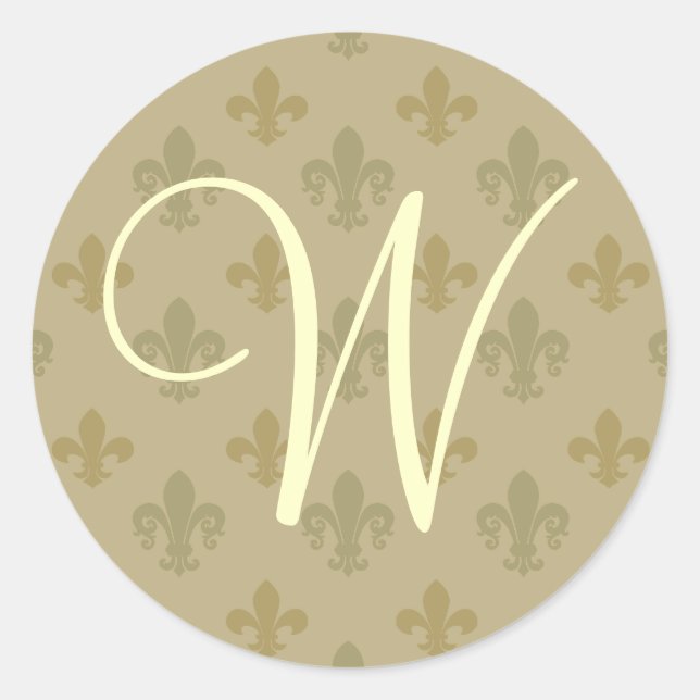 Customisable Monogram Classic Round Sticker (Front)