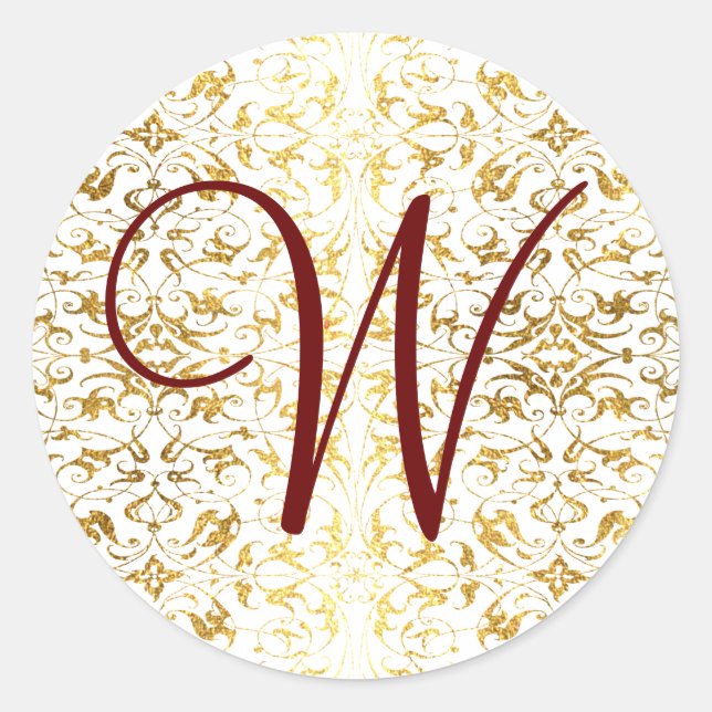 Customisable Monogram Classic Round Sticker (Front)