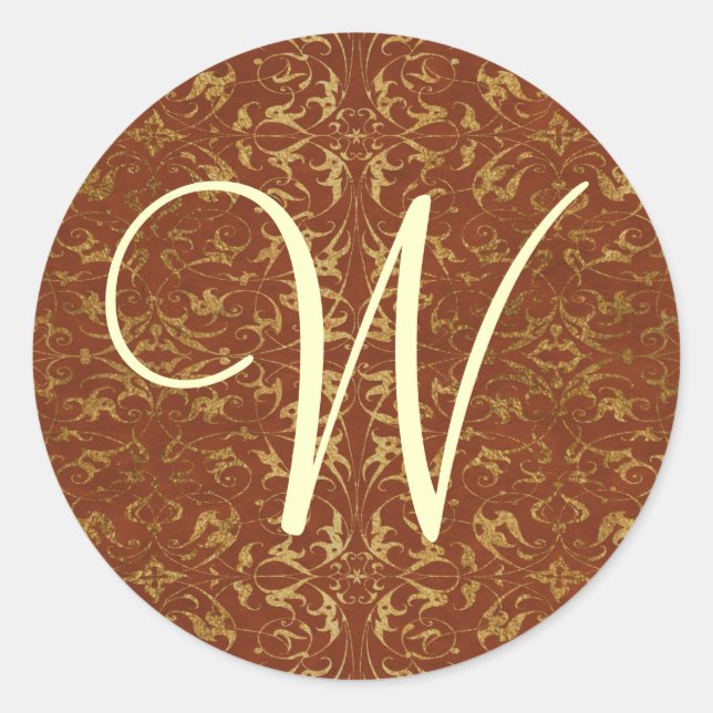 Customisable Monogram Classic Round Sticker (Front)
