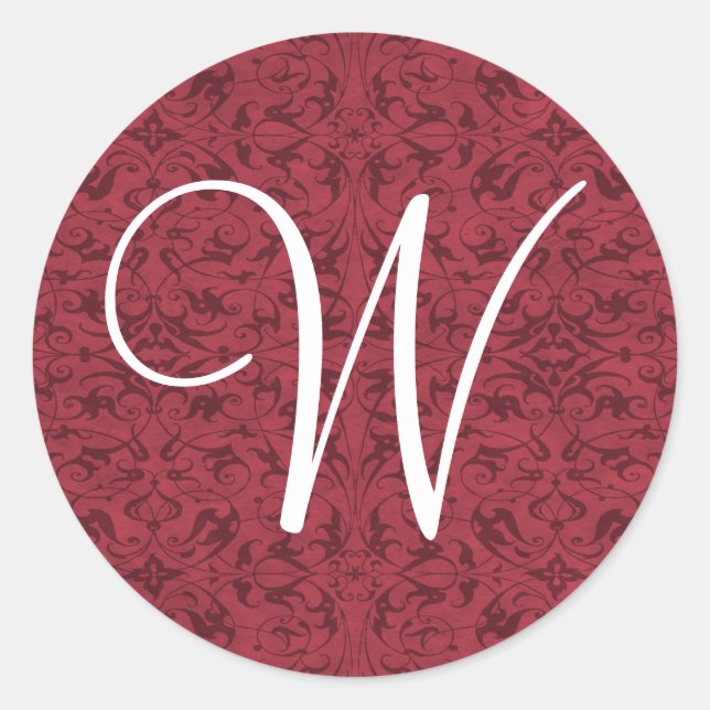 Customisable Monogram Classic Round Sticker (Front)