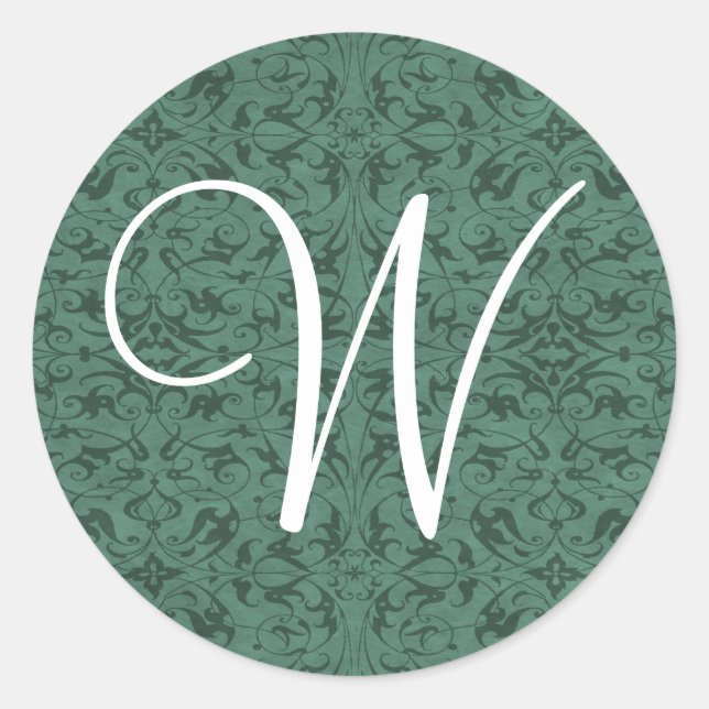 Customisable Monogram Classic Round Sticker (Front)