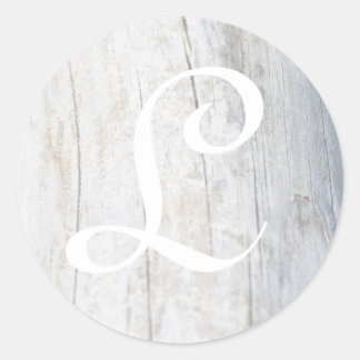 Customisable Monogram Driftwood Classic Round Sticker