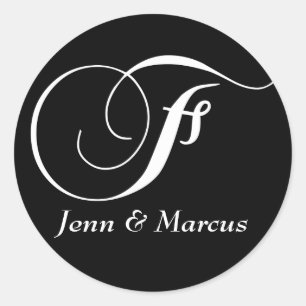 Customisable Monogram F Wedding Sticker