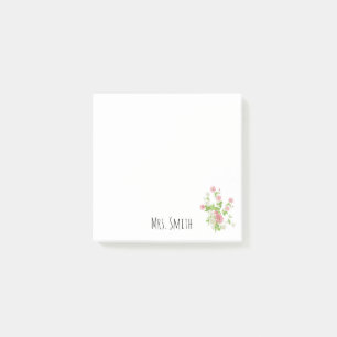 Customisable Monogram Floral Post-it Notes