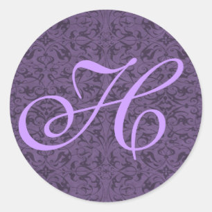 Customisable Monogram H Classic Round Sticker