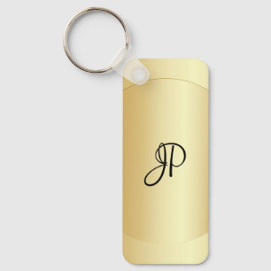 Customisable Monogram Initial Name Faux Gold Key Ring