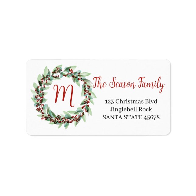 Customisable Monogram Label Christmas (Front)