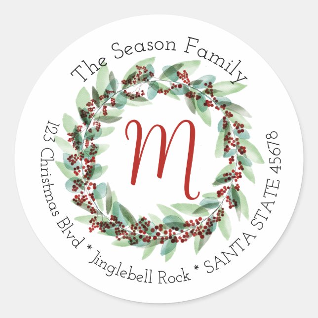 Customisable Monogram Label Christmas (Front)