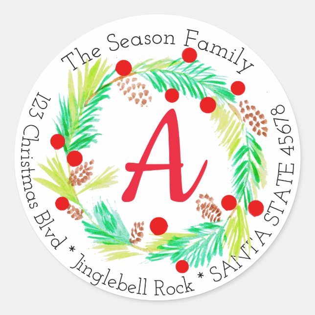 Customisable Monogram Label Christmas (Front)