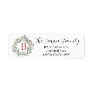 Customisable Monogram Label Christmas Return Address Label
