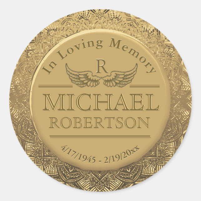 Customisable Monogram Memorial Gold Seal (Front)