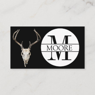 Customisable Monogram Name Deer Skull Antler Business Card