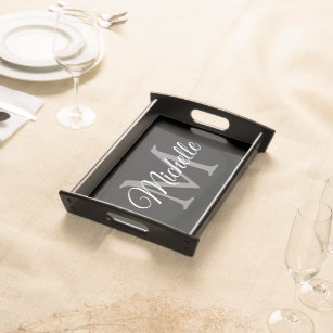 Customisable Monogram Typography Name Template Serving Tray