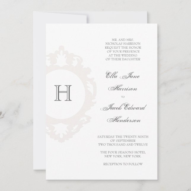 Customisable Monogram Wedding Invitation (Front)