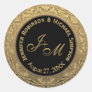 Customisable Monogram Wedding Seal Gold and Black