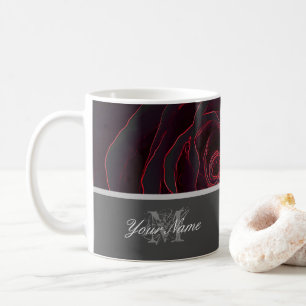Customisable Monogram with black neon-rose! Coffee Mug