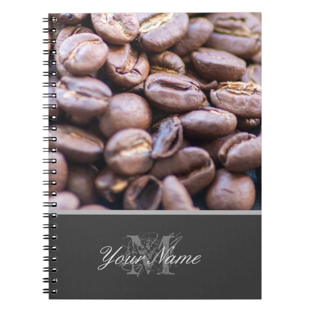 Customisable Monogram with coffee beans! Notebook (Front)