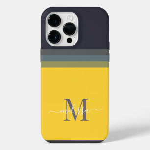 Customisable Monogram with Cute Stripe Colour Bloc iPhone 14 Pro Max Case