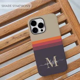 Customisable Monogram with Cute Stripe Colour Bloc iPhone 14 Pro Max Case