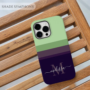 Customisable Monogram with Cute Stripe Colour Bloc iPhone 14 Pro Max Case