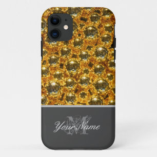 Customisable Monogram with golden christmas balls! iPhone 11 Case