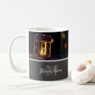Customisable Monogram with golden christmas lights Coffee Mug