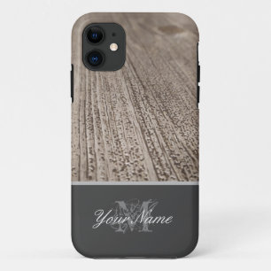 Customisable Monogram with wooden grunge! iPhone 11 Case