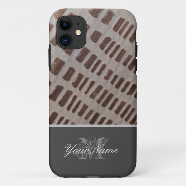 Customisable Monogram with wooden grunge! Case-Mate iPhone Case (Back)