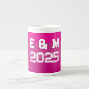 Customisable monogramm and years bone china mug