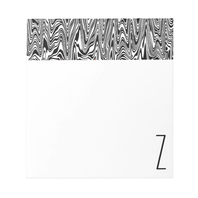 Customisable Monogrammed Abstract Zigzag Swirl Notepad (Front)