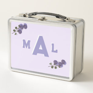 Customisable Monogrammed Lavender  Metal Lunch Box
