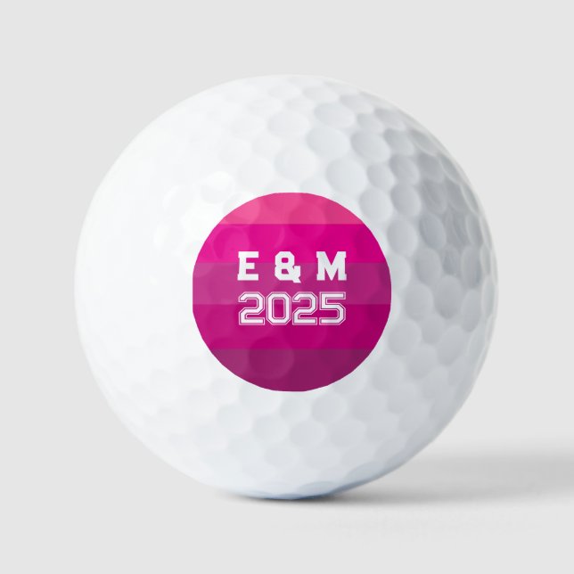 Customisable monograms and years  golf balls (Front)