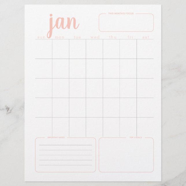 Customisable Monthly Goal Planner & Dashboard Page (Front)