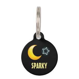 Customisable moon stars pet tag